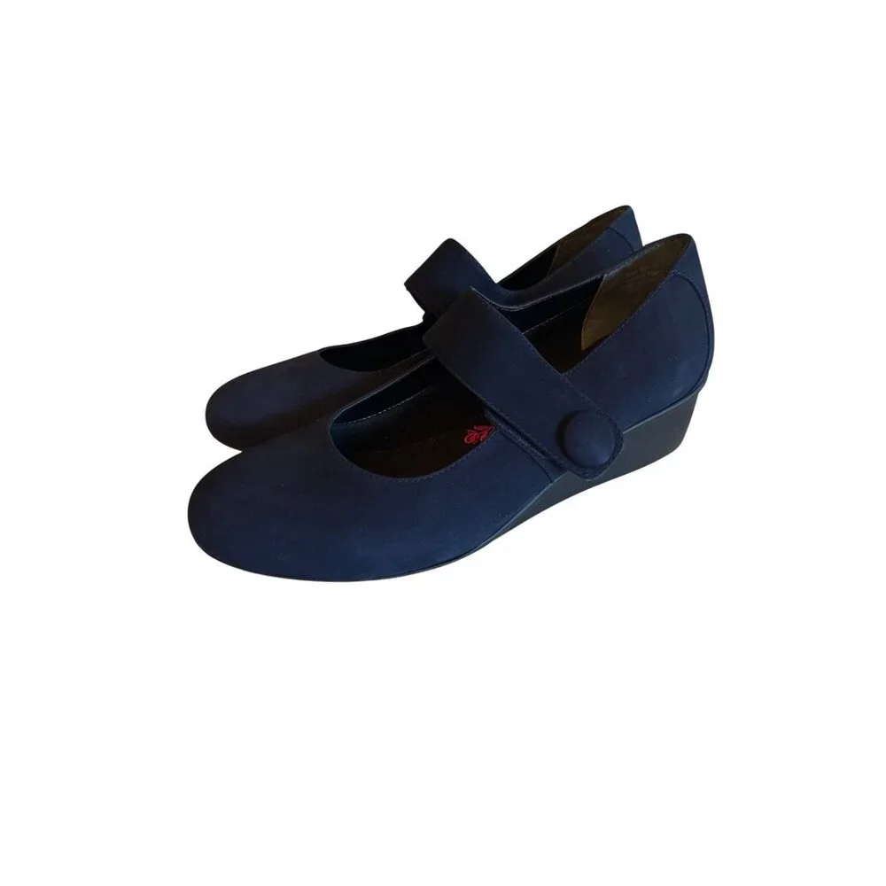 Ros Hommerson‎ Womens Navy Wedge Elsa Mary Jane Shoes Size 8
